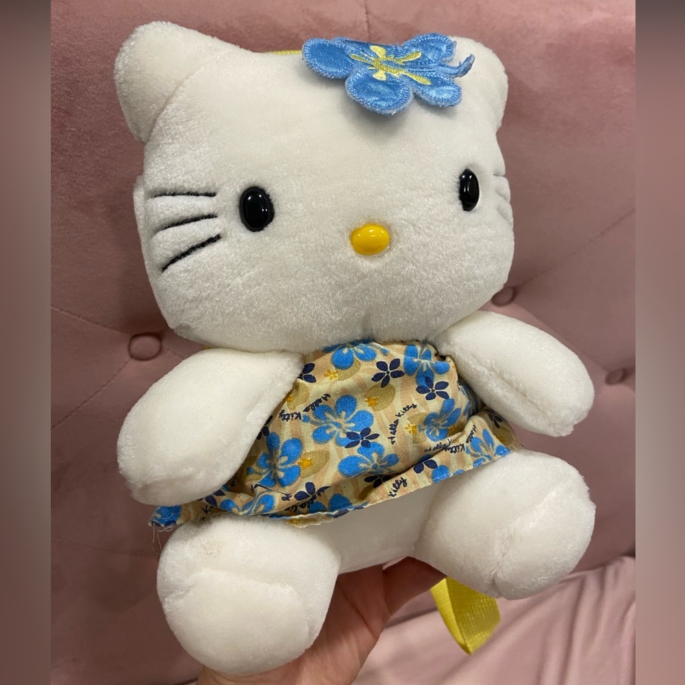 Adorable Hello Kitty Mini Plush Backpack Aloha Hawaiian Style Dress